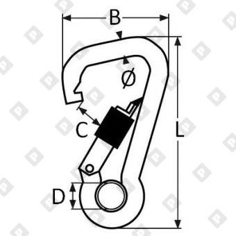Карабин пружинный ассиметричный с кольцом и резьбовой втулкой ART 8951 6x60, нерж. сталь A4 - №2