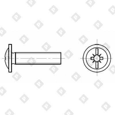Винт DIN 967 М6x50 с низкой полукруглой головкой и прессшайбой, крестообразный шлиц, кл. пр. 4.6, оц. сталь - №3