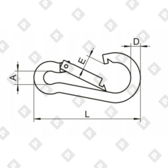 Карабин пожарный с фиксатором DIN 5299D 4x40, оц. сталь - №2