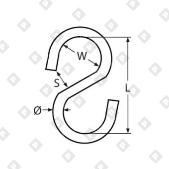 Крючок S-образный 8мм симметричный ART 814070, нерж.сталь А2 - №2