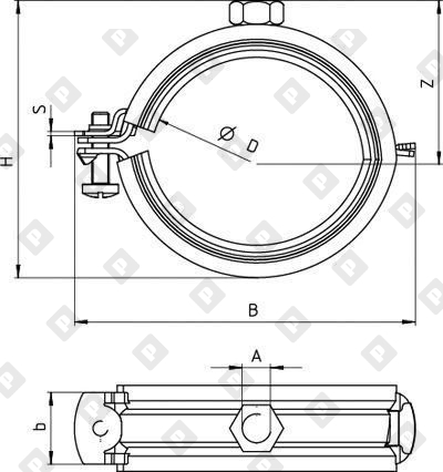 Одновинтовой трубный хомут fischer FGRS Plus 12-15 (1/4") с гайкой M8/M10, оц. сталь - №2