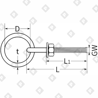 Рым-болт ART 8228 М12 с кольцом 12х60, нерж. сталь А2 - №2