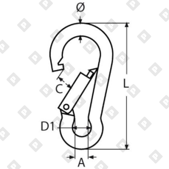 Карабин пружинный с кольцом ART 8250 6x60, нерж. сталь A4 - №2