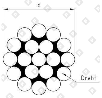 Трос жесткий ART 8378 (DIN 3053) Ø3 мм, конструкция 1х19, нерж. сталь А4 - №2