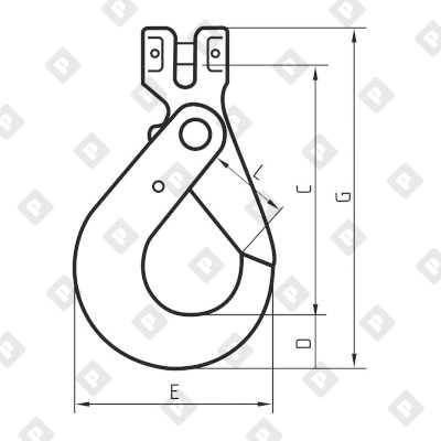 Крюк 3.15 т самозакрывающийся с вилочным соединением, кл. пр. 8 - №2