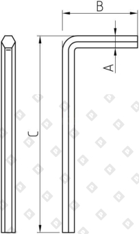 Ключ L-образный  шестигранный DIN 911, внутренний SW6, оц. сталь - №2