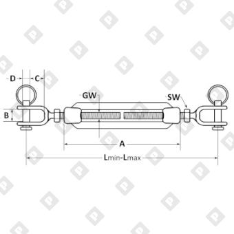 Талреп DIN 1480 М27 вилка-вилка, оц. сталь - №2