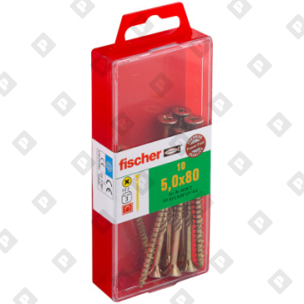 Набор из 10 саморезов fischer FPF-SZ 5,0X80 YZP 10 B с потайной головой и неполной резьбой, оц. сталь - №1