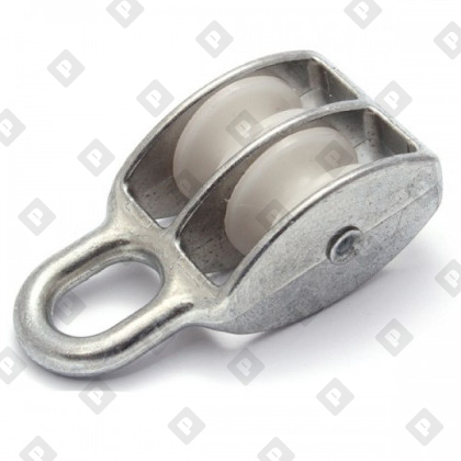 Блок двойной 2 1/2" (65 мм) с пластиковым диском, оц. сталь - №1